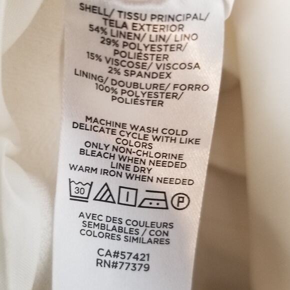 Ann Taylor Women's Ivory Linen Blend Double Breasted Blazer Size 16 - Picture 4 of 5